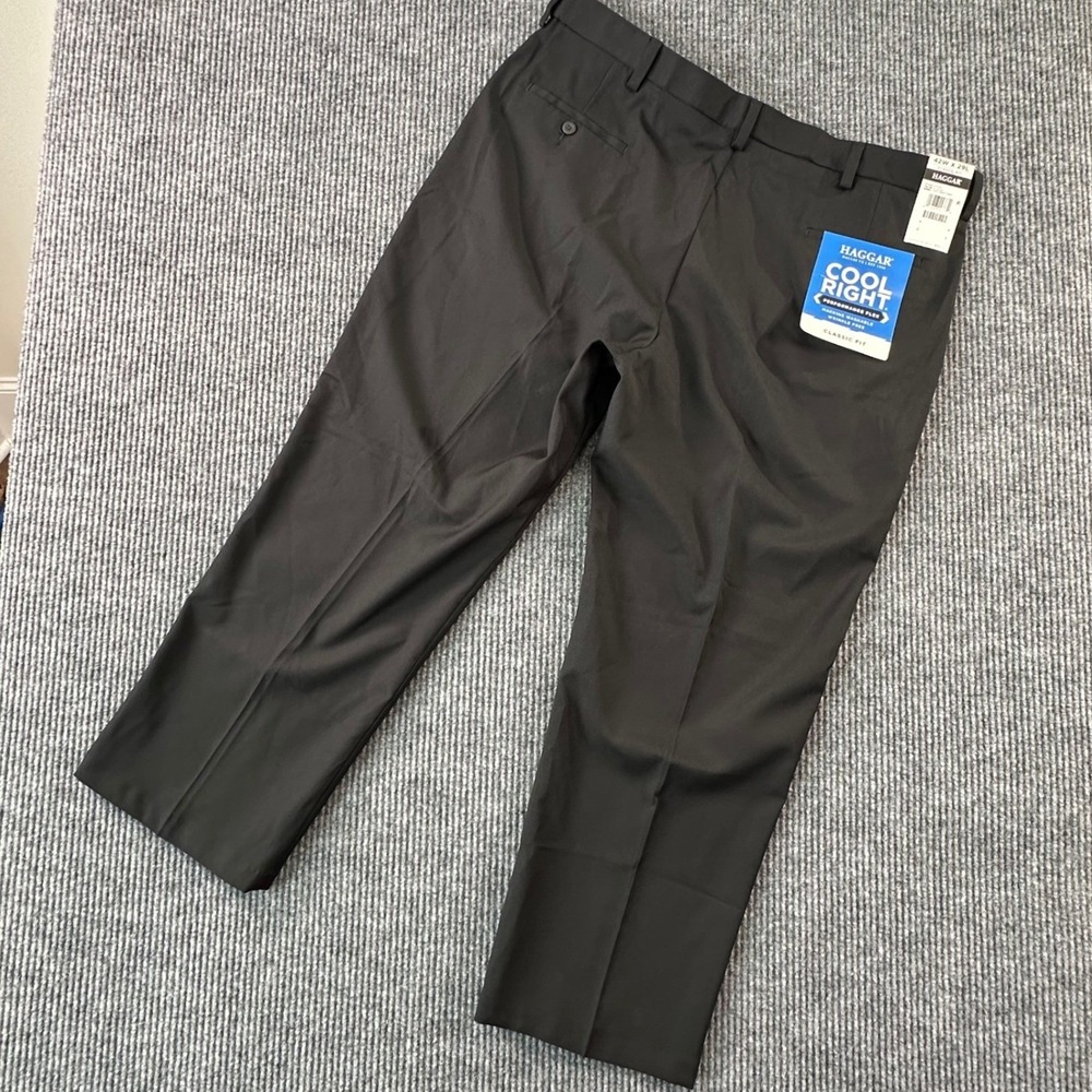 NWT Haggar‎ Cool Right Mens 42x29 Black Dress Pants Flex Straight Leg Workwear